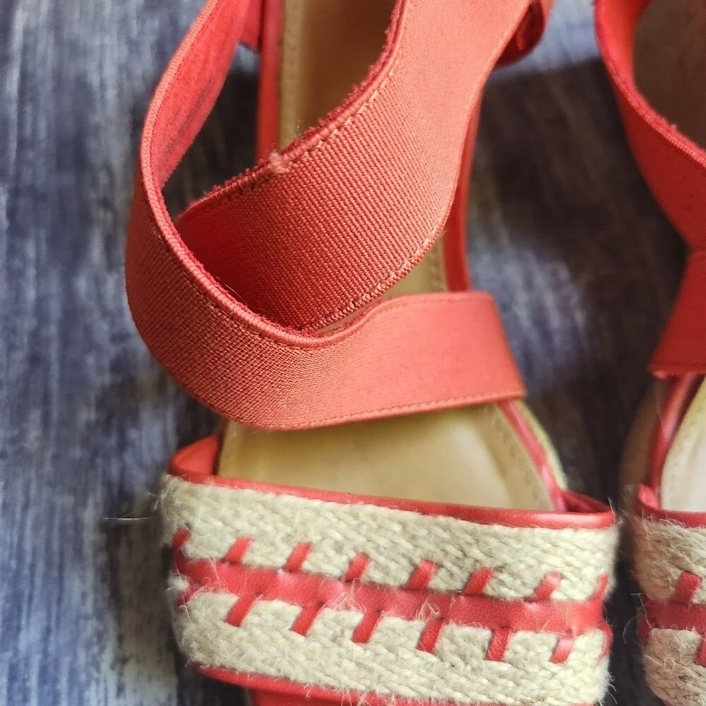 G.H. Bass & Co Coral Wedge Espadrille Sandals Women Size 10 Fabric‎ Elastic